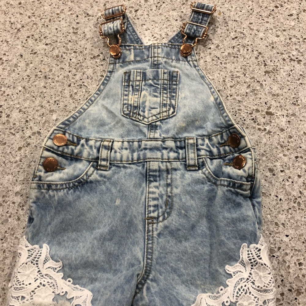 Denim&Co Blue and White Overalls with Adjustable Straps